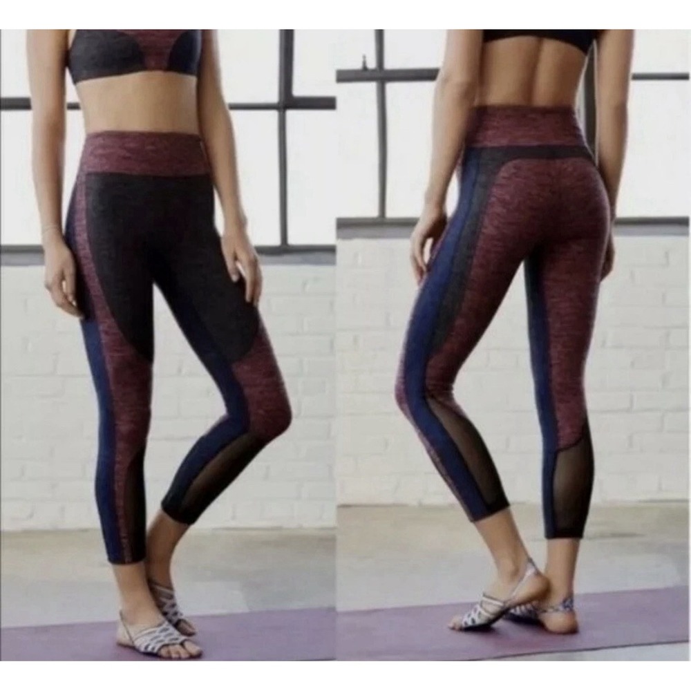 Free People Movement Dylan High Waist Color Block cropped Leggings Mesh Small